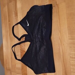 Nike Black Sparkly Sports Bra Adjustable Straps Racerback No Padding